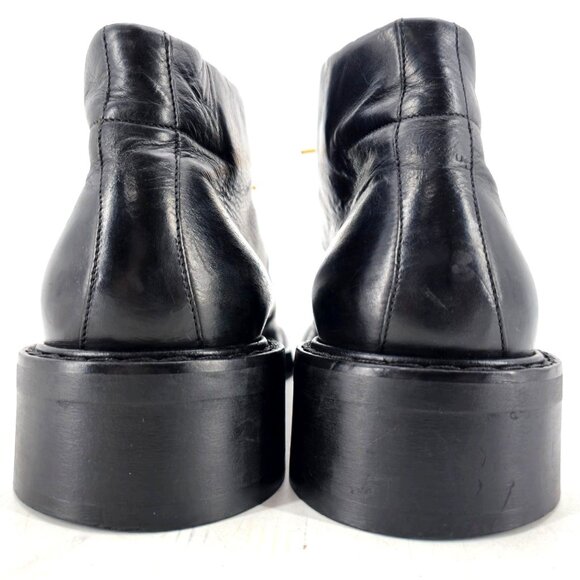 Vintage Paul May Italy Black Leather Chukka Ankle Boots Mens 9W Wide Tall Heels - Picture 2 of 11